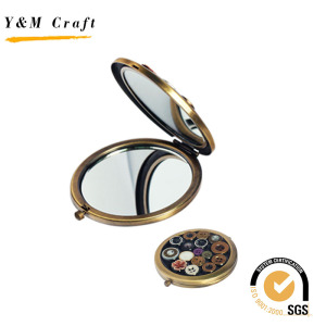 Metal Round Poket Mirror with Fashion Design